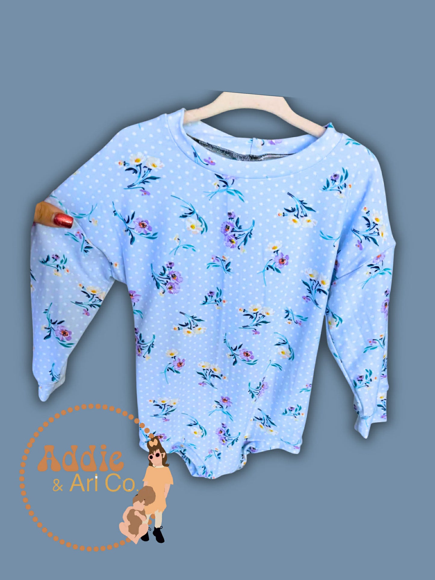 18/24 blue floral sweater romper