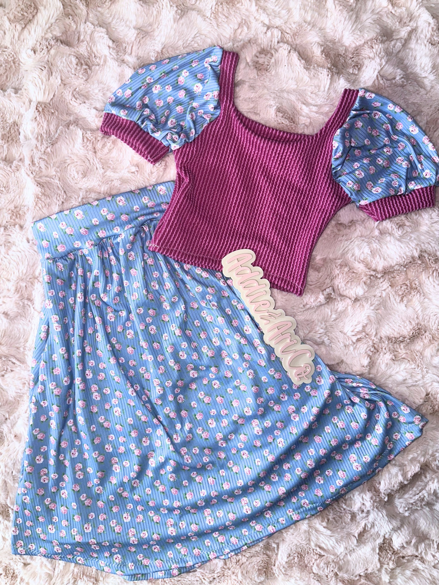Aria top & maxi skirt set (mystery print)