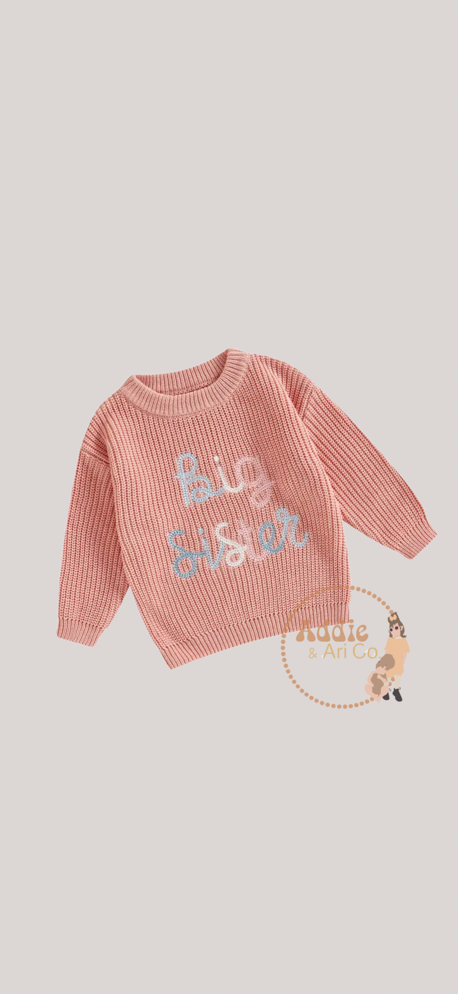 Chunky knit “big sister” sweater