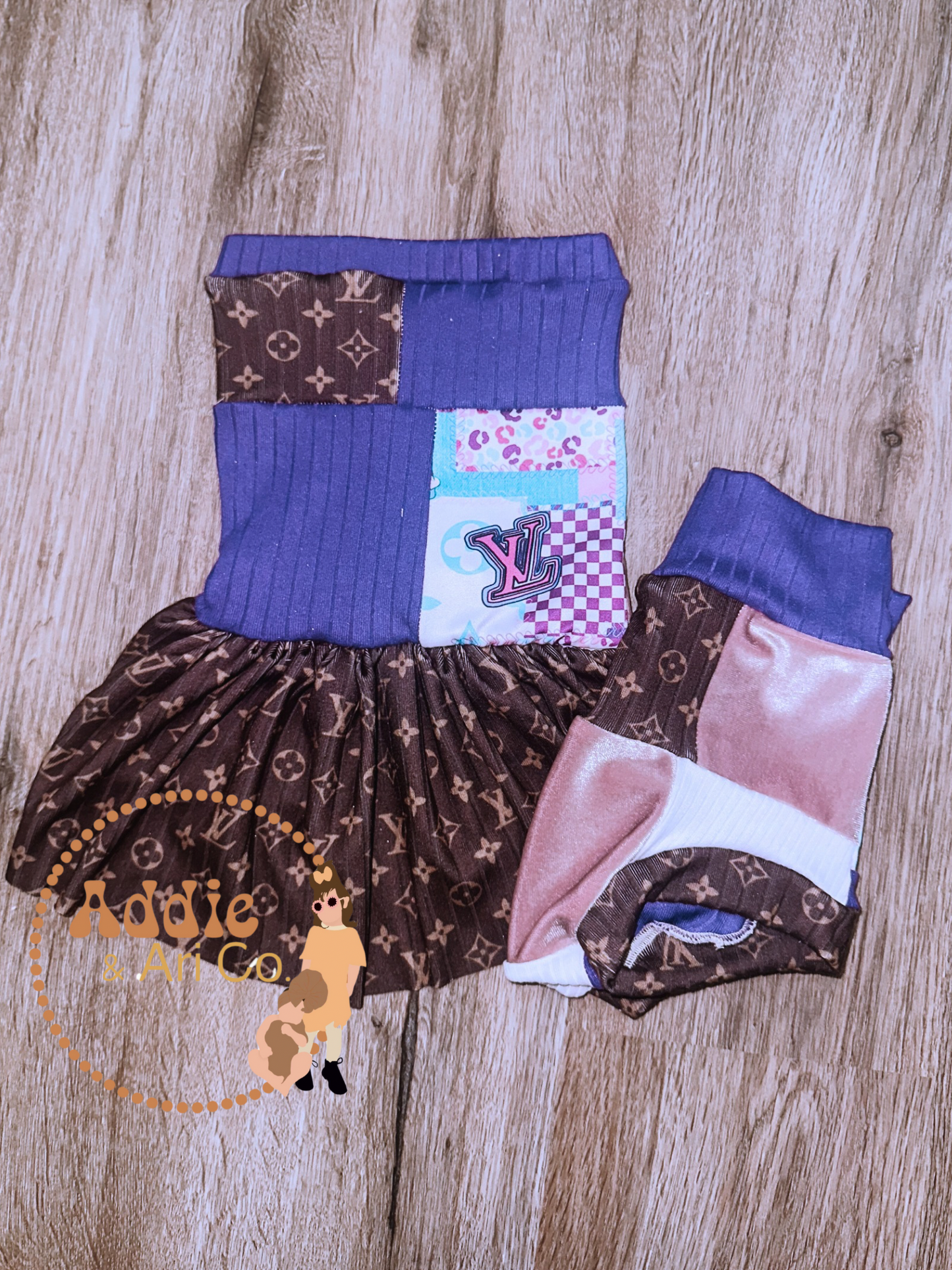 9/12M Unique ruffled tube-top & bummies