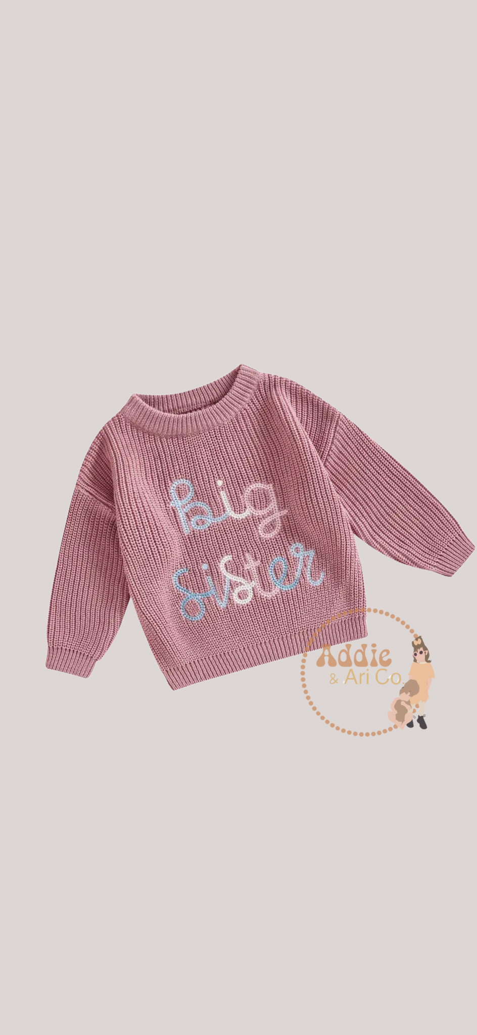 Chunky knit “big sister” sweater