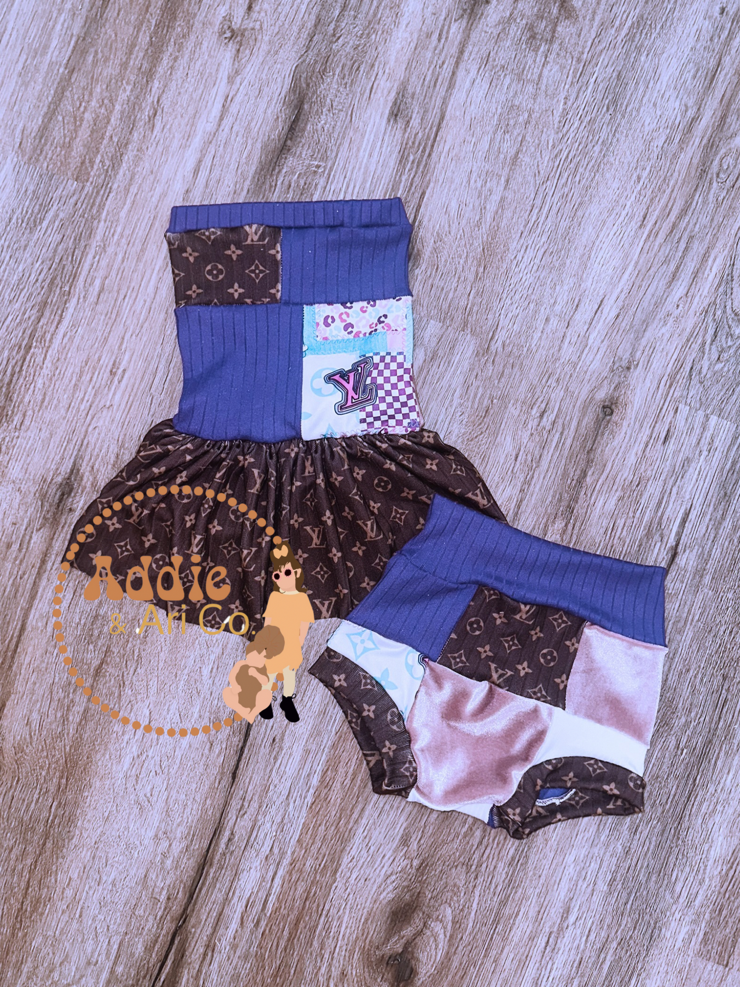 9/12M Unique ruffled tube-top & bummies