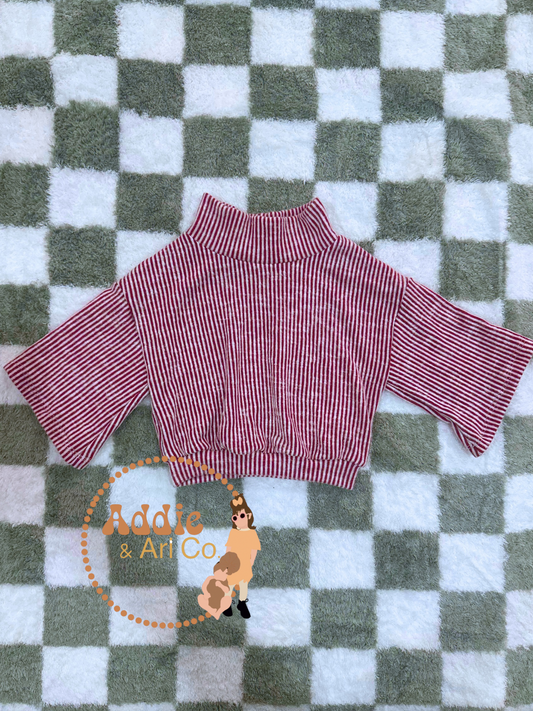 12M - Red Urban/Rib Knit Mock Neck
