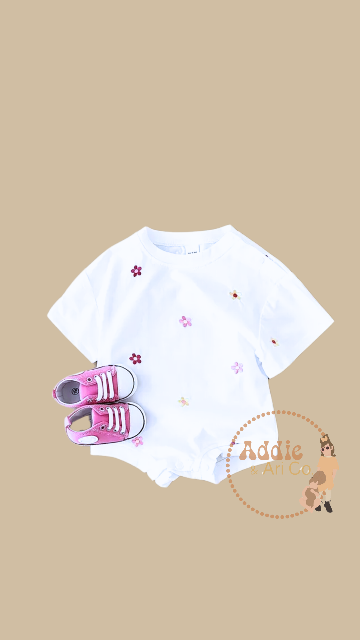 Floral T-shirt bubble romper