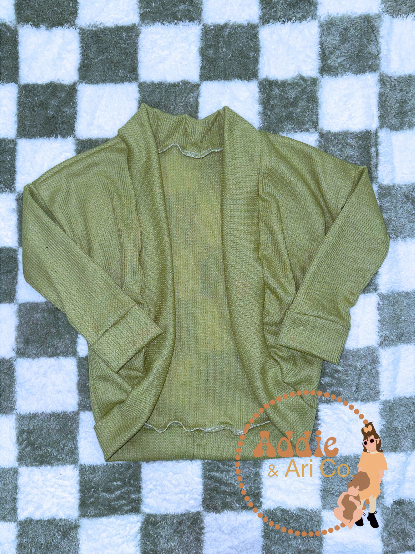 2T - Green Waffle Cardigan