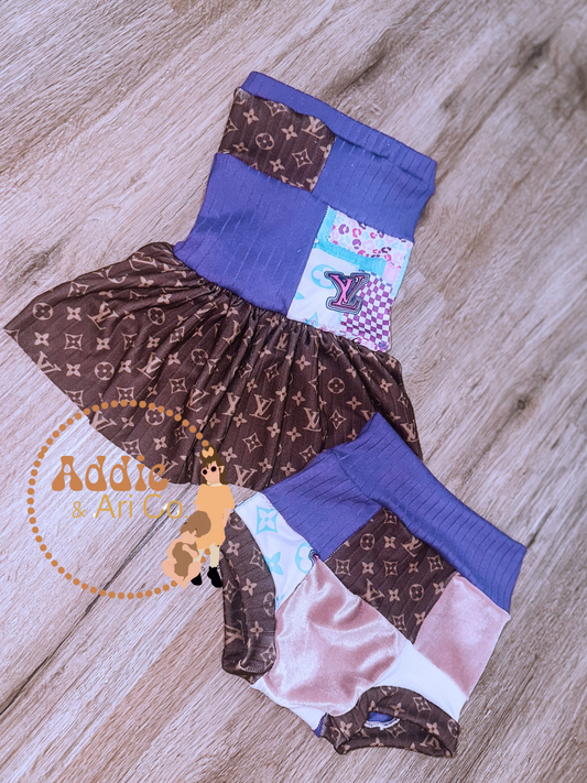 9/12M Unique ruffled tube-top & bummies