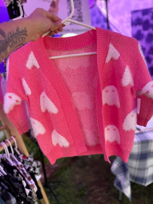 Fleece ghost cardigan - PINK