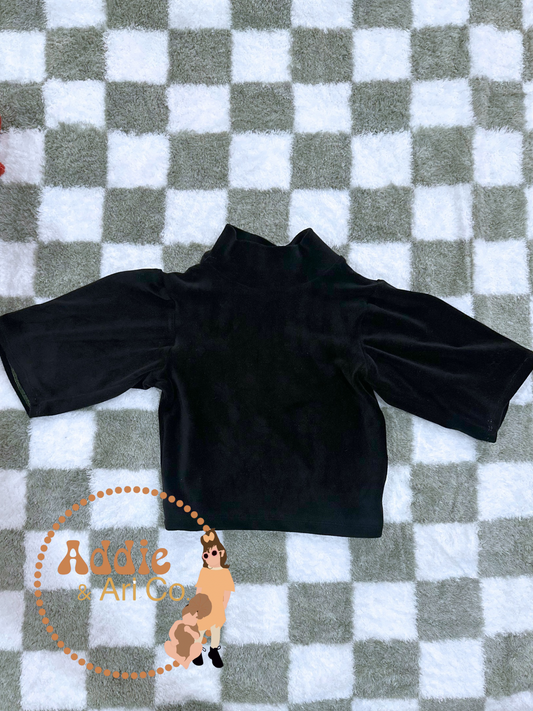 24M - Black Velvet Mock Neck