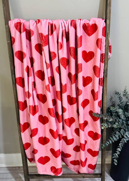 Throw-size “heart” blanket