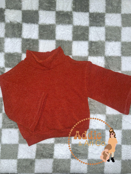 5T - Orange Sweater Knit Mock Neck