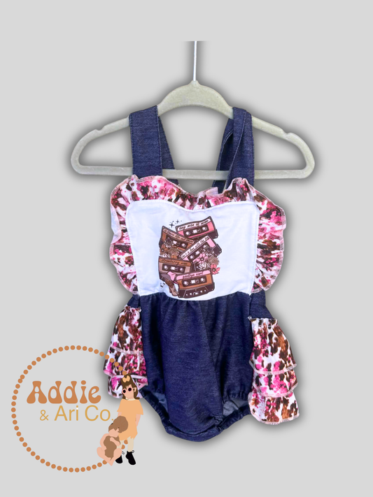Music tapes - ruffled romper